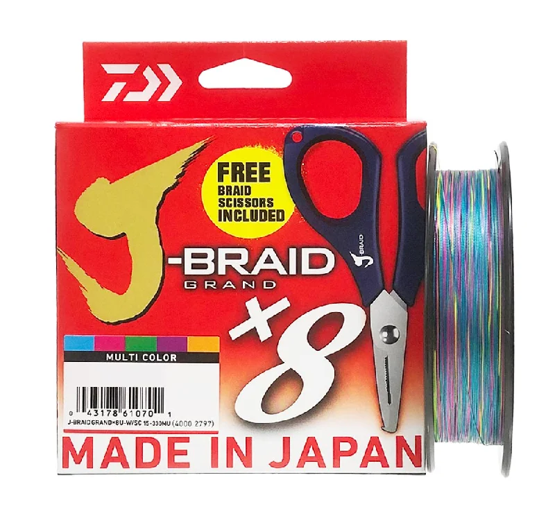 Daiwa J-Braid Grand X8 Multi Colour 300m w FREE Braid Scissors