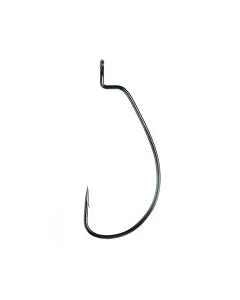 Eagle Claw Lazer Worm Hook Wide Gap PBlack 6ct Size 1/0