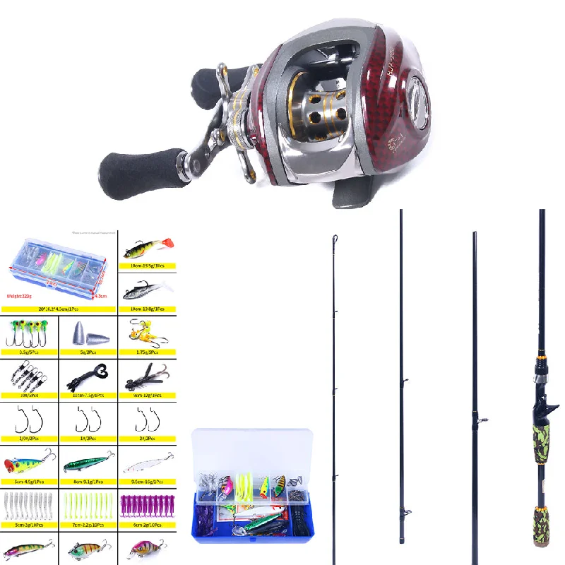 Ratio 6.3:1 Baitcasting Reel Rod Combos Fishing Lure Box Sets